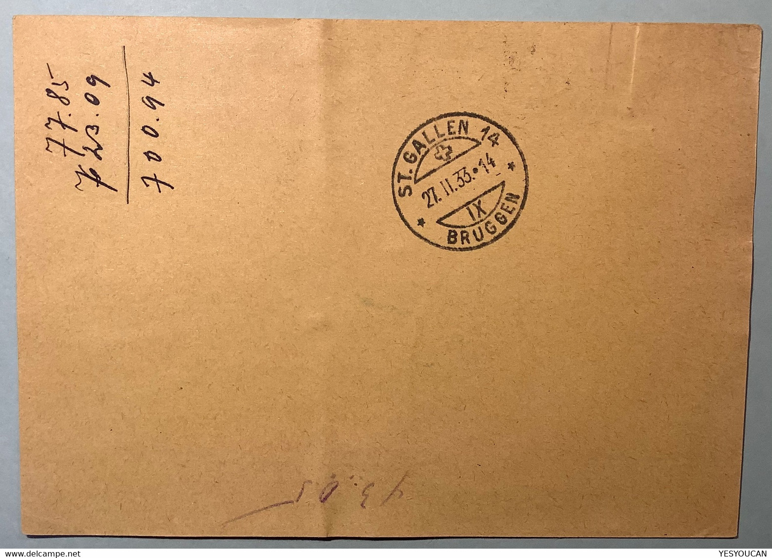 ANRECHNUNGSKARTE Unfrankiert ! Ein Seltenes Paket-Formular REINACH AARGAU 1933(Schweiz Paketpost Colis Postal Formulaire - Briefe U. Dokumente