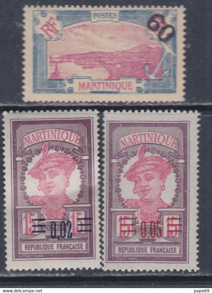 Martinique N° 87 / 89 XX  Partie De Série : Les 3 Valeurs Surchargées Sans Charnière, TB - Postage Due