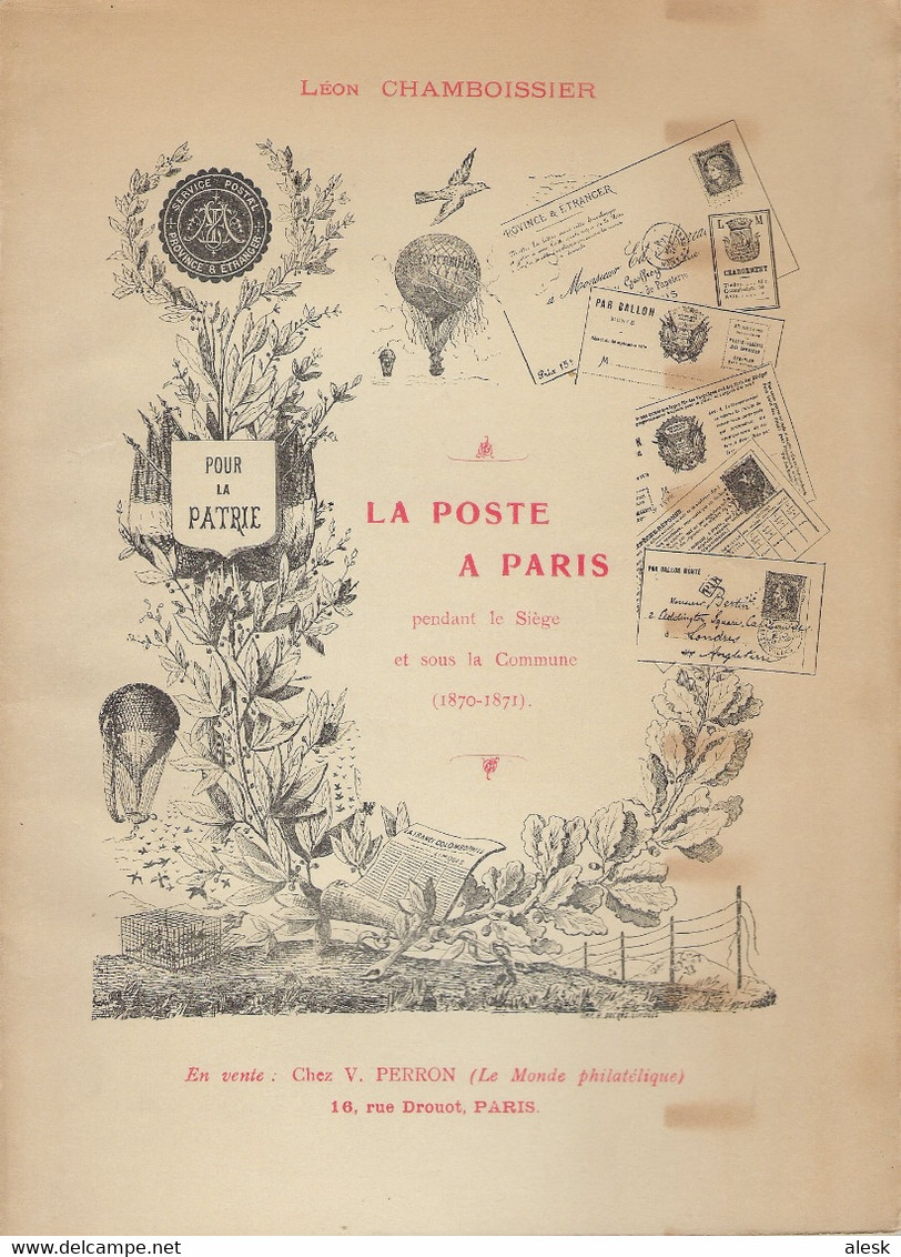 LA POSTE À PARIS Pendant Le Siège Et Sous La Commune (1870-1871) - Léon Chamboissier - 85 Pages - Philately And Postal History