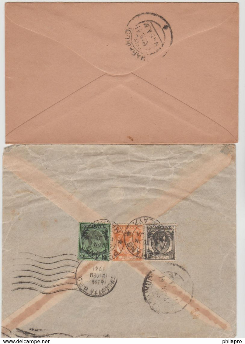 MALAYSIA  LOT 2 CENSORS  COVERS 1941 From  PENANG To  INDIA  Réf R74 - Penang