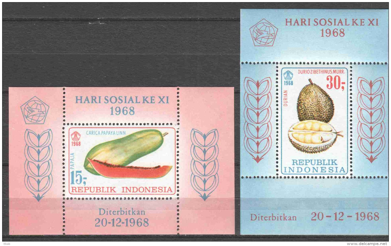 Indonesia 1968 Mi Blocks 13-14 MNH FRUITS - Indonésie