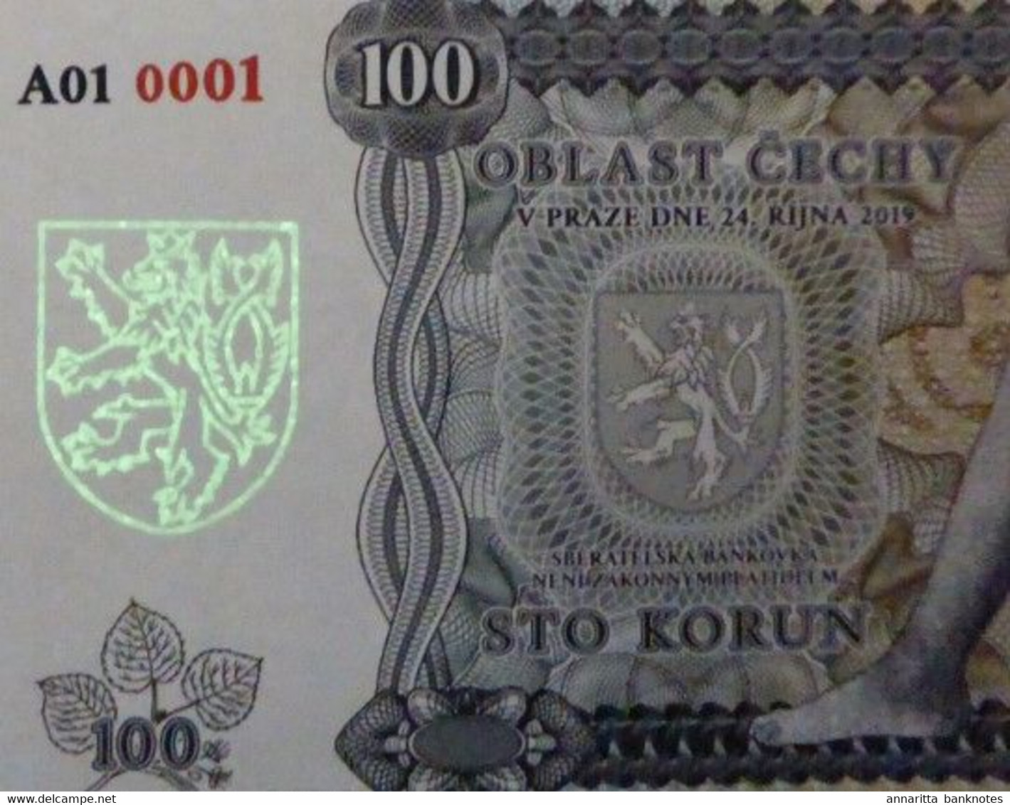 Bohemia, 50 Korun, Private Issue Essay, 2019, Limited Issue, Nude Allegory UNC - Tsjechië