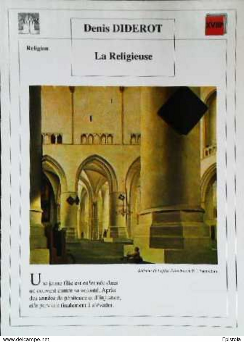 ►   Fiche   Litterature Diderot La Religieuse   Interieur église Saint Bavon  P J Saenredam - Didactische Kaarten