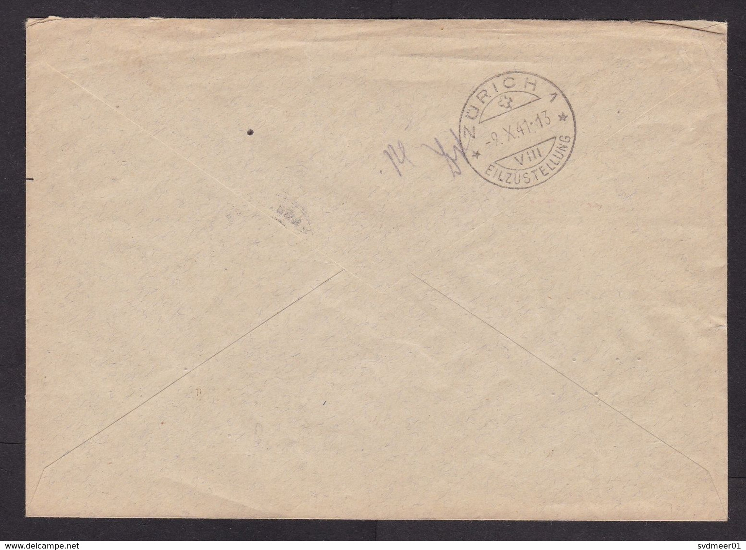 Switzerland: Express Airmail Field Post Cover, 1943, 2 Stamps, Airplane, Uncommon Rate, World War 2, WW2 (traces Of Use) - Covers & Documents