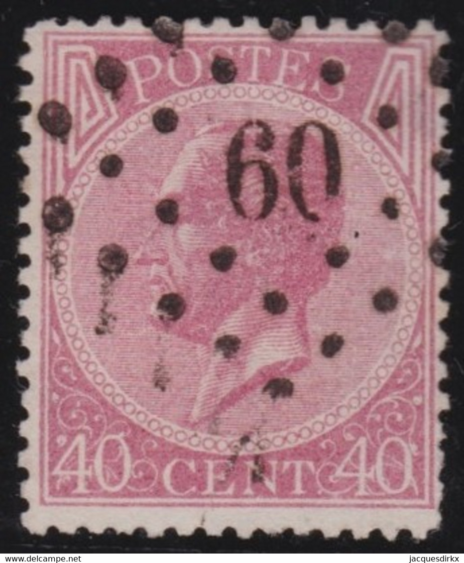 Belgie   .    OBP   .   20A      .    O   .    Gebruikt   .   /    .   Oblitéré - 1865-1866 Profil Gauche