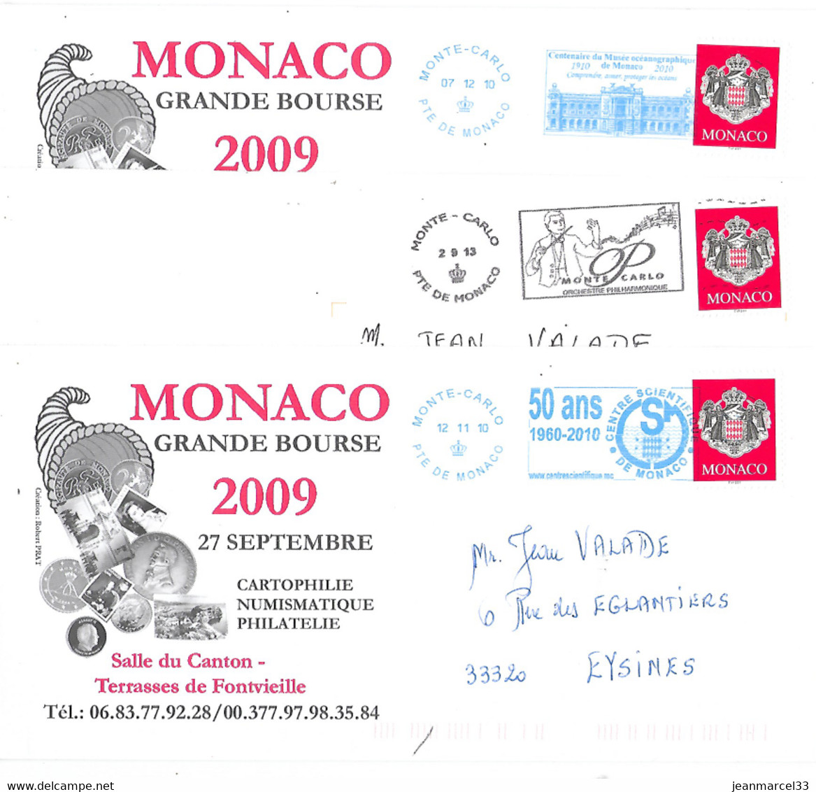 Monaco 3 Enveloppes Avec Flammes Du Type Néopost, Deux En Bleu Et Une En Noire - Machines à Affranchir (EMA)