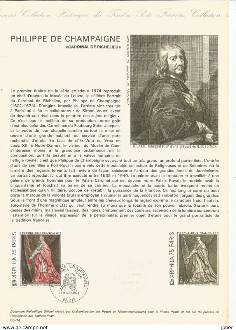 France - Documents Officiels - Année 1974 Complète + Musée Postal(1973) - 34+1 Pages Papier Vélin - Documents De La Poste