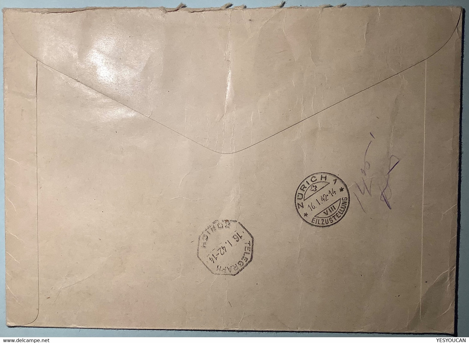 Verwaltungsmarken 1938 ZNr 36y Seltene AMBULANT 1942 EILSENDUNG Brief(Schweiz Dienstmarken Bahnpost Exprès Krieg WW2 War - Dienstzegels