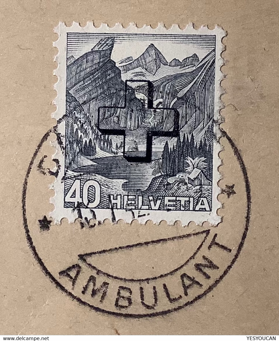 Verwaltungsmarken 1938 ZNr 36y Seltene AMBULANT 1942 EILSENDUNG Brief(Schweiz Dienstmarken Bahnpost Exprès Krieg WW2 War - Servizio