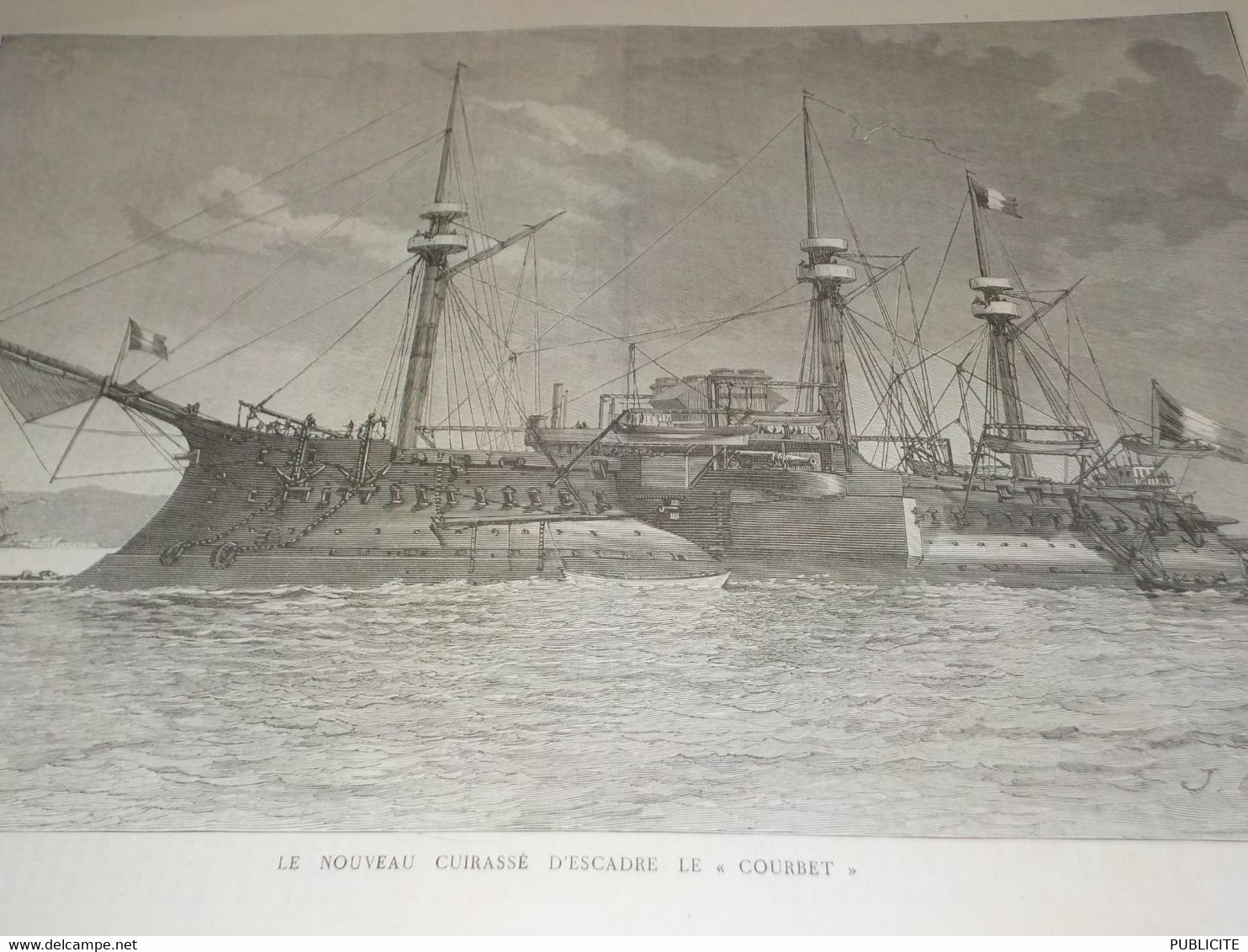 GRAVURE NOUVEAU CUIRASSE LE COURBET  1886 - Bateaux