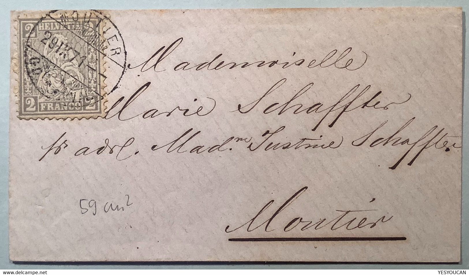 BRIEFLI / LETTRE MINIATURE: ZNr 28 MOUTIER 1871 Luxus Brief (Schweiz 1862 Sitzende Helvetia Mini Cover Enveloppe BE - Brieven En Documenten
