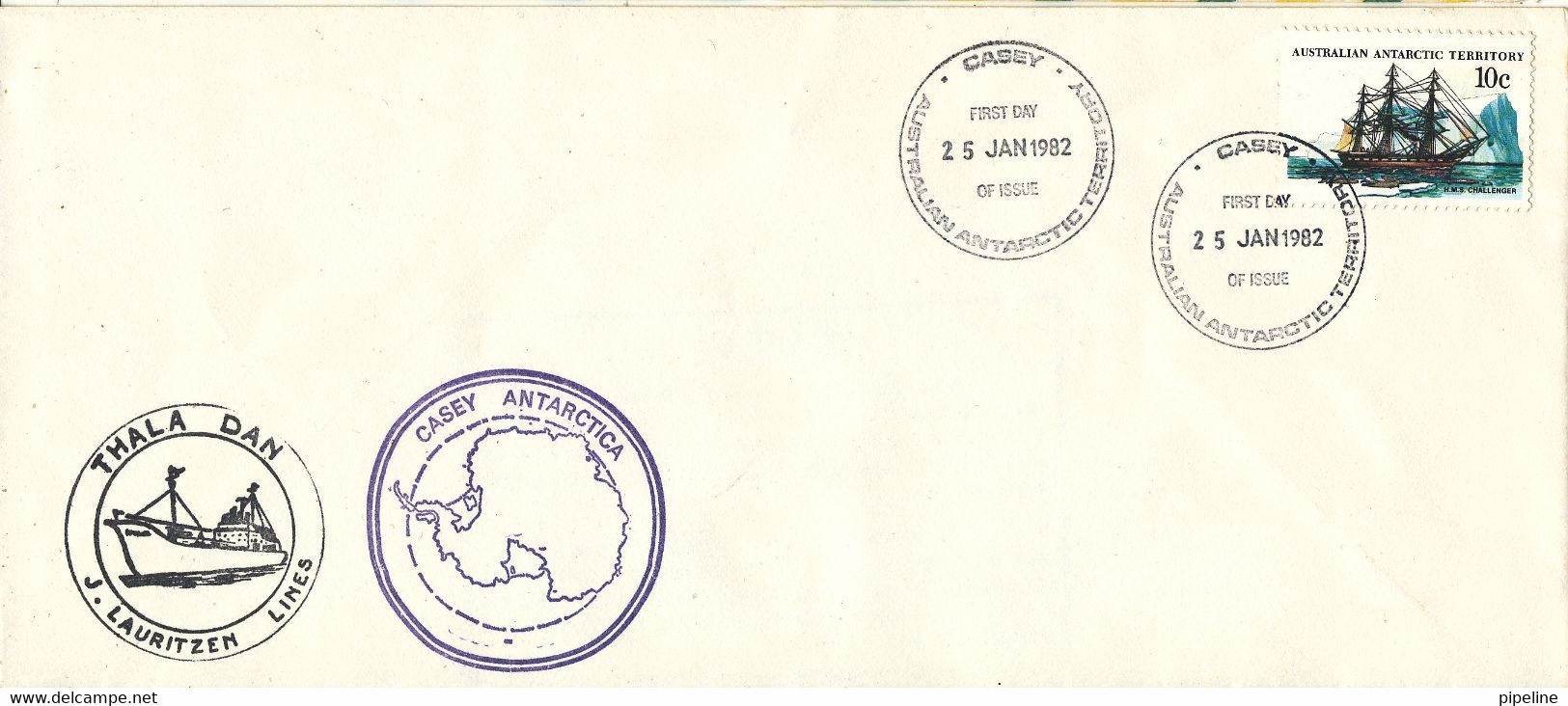 AAT Australian Antarctic Territory FDC Casey 25-1-1982 Thala Dan J. Lauritzen Lines - FDC