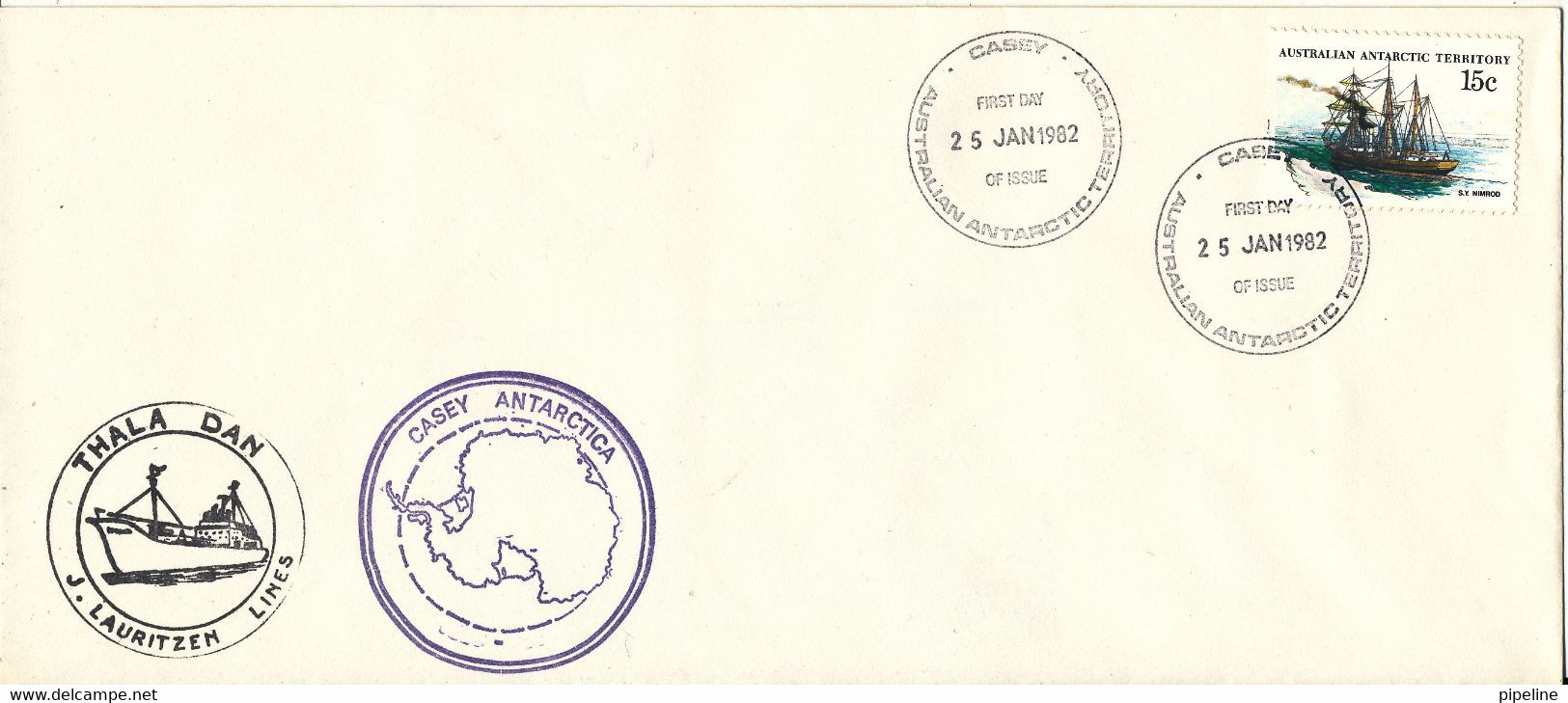 AAT Australian Antarctic Territory FDC Casey 25-1-1982 Thala Dan J. Lauritzen Lines - FDC