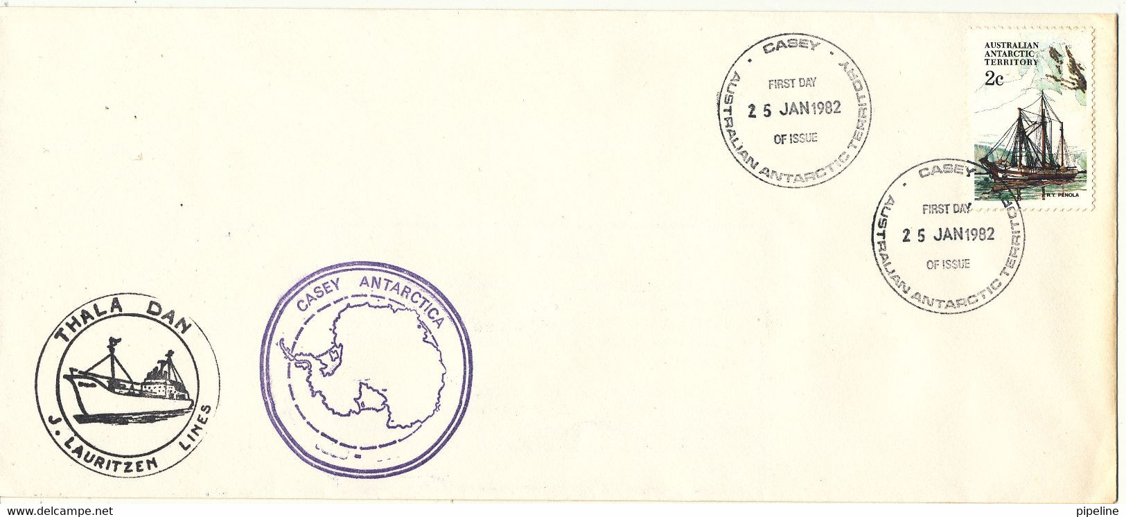 AAT Australian Antarctic Territory FDC Casey 25-1-1982 Thala Dan J. Lauritzen Lines - FDC