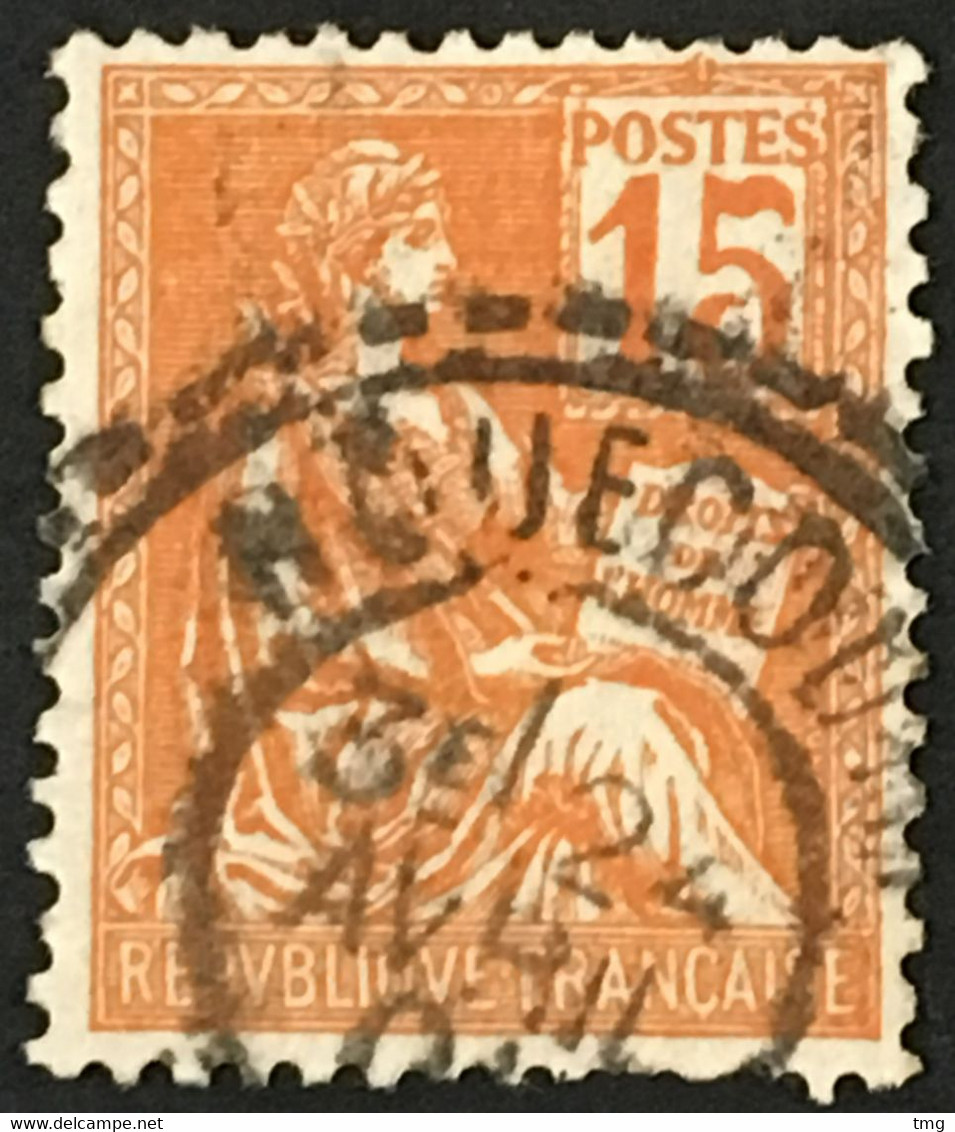 YT 117 Rare Cachet Perlé Houécourt (Vosges) 1900-01 Mouchon 15c Orange France – Nys - 1900-02 Mouchon