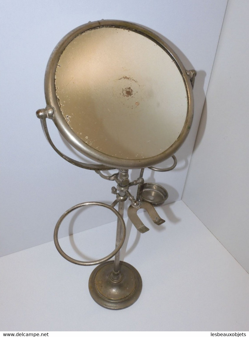 *ANCIENNE GLACE BARBIERE PIED METAL Chromé Supports Accessoires Vides Miroir     E - Mirrors