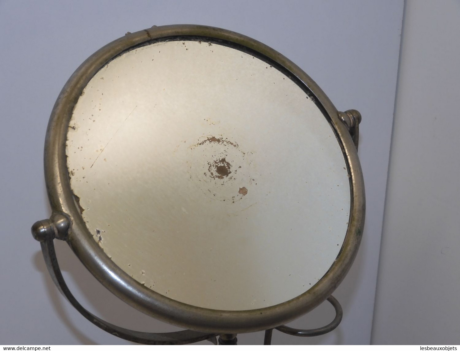 *ANCIENNE GLACE BARBIERE PIED METAL Chromé Supports Accessoires Vides Miroir     E - Spiegels