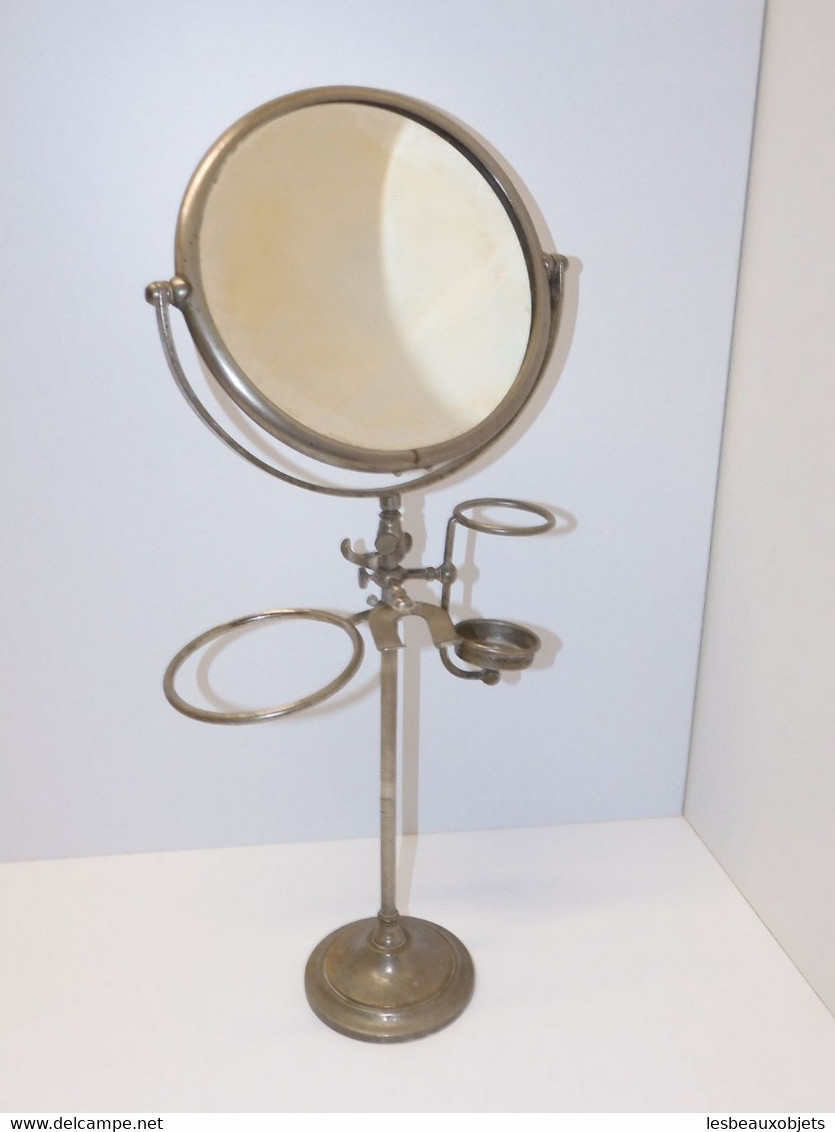 *ANCIENNE GLACE BARBIERE PIED METAL Chromé Supports Accessoires Vides Miroir     E - Mirrors