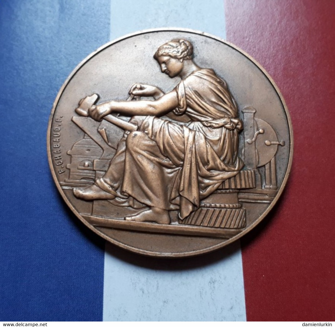 FRANCE NORD MEDAILLE ATTRIBUEE A CLEMENT H. 1951 BRONZE SIGNEE F.CHABAUD.F. 50.5MM 54.5GR - Professionnels / De Société