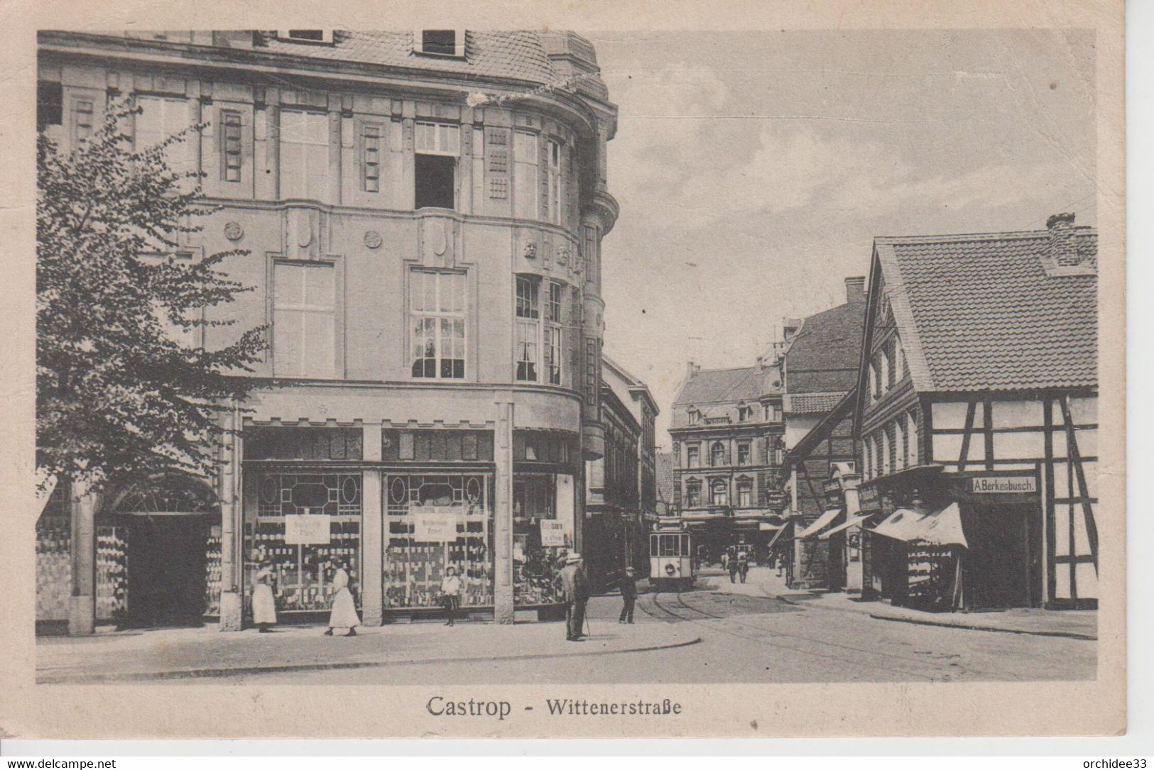 CPA Castrop - Wittenerstrasse ( Animation Avec Tram En Petit Plan) - Castrop-Rauxel