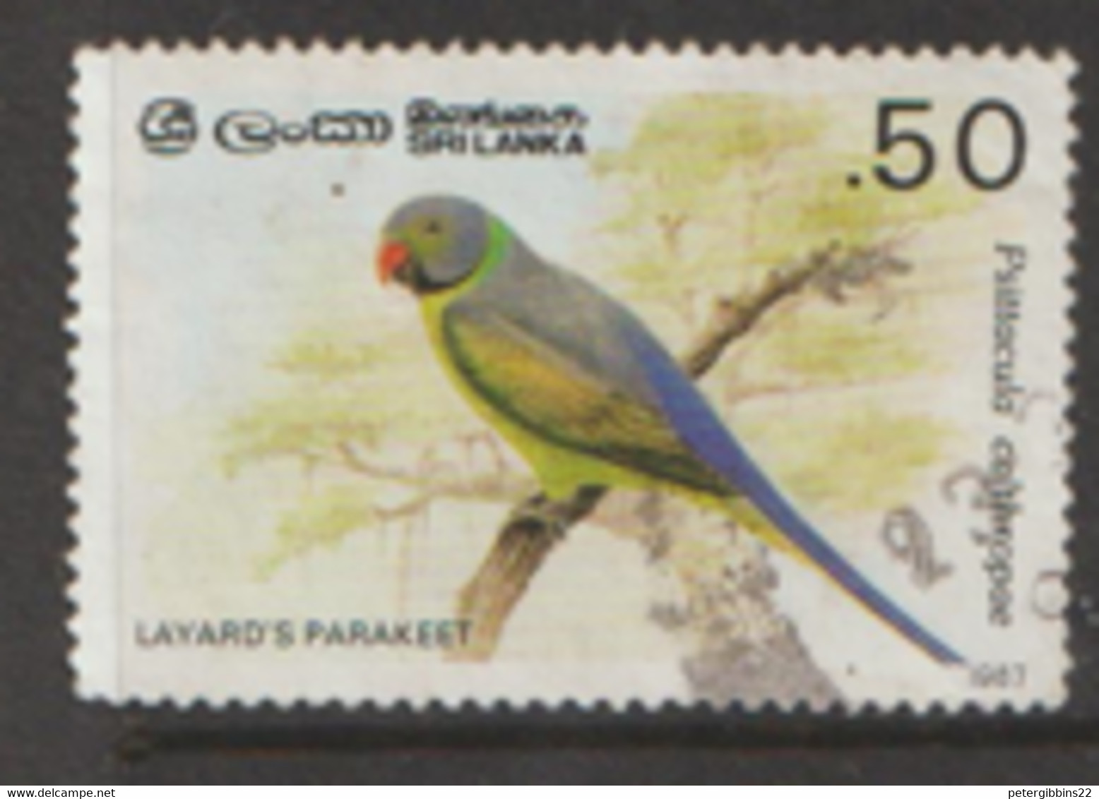 Sri Lanka  1987   SG 985a  Layards Parakeet   Fine Used - Sri Lanka (Ceylon) (1948-...)