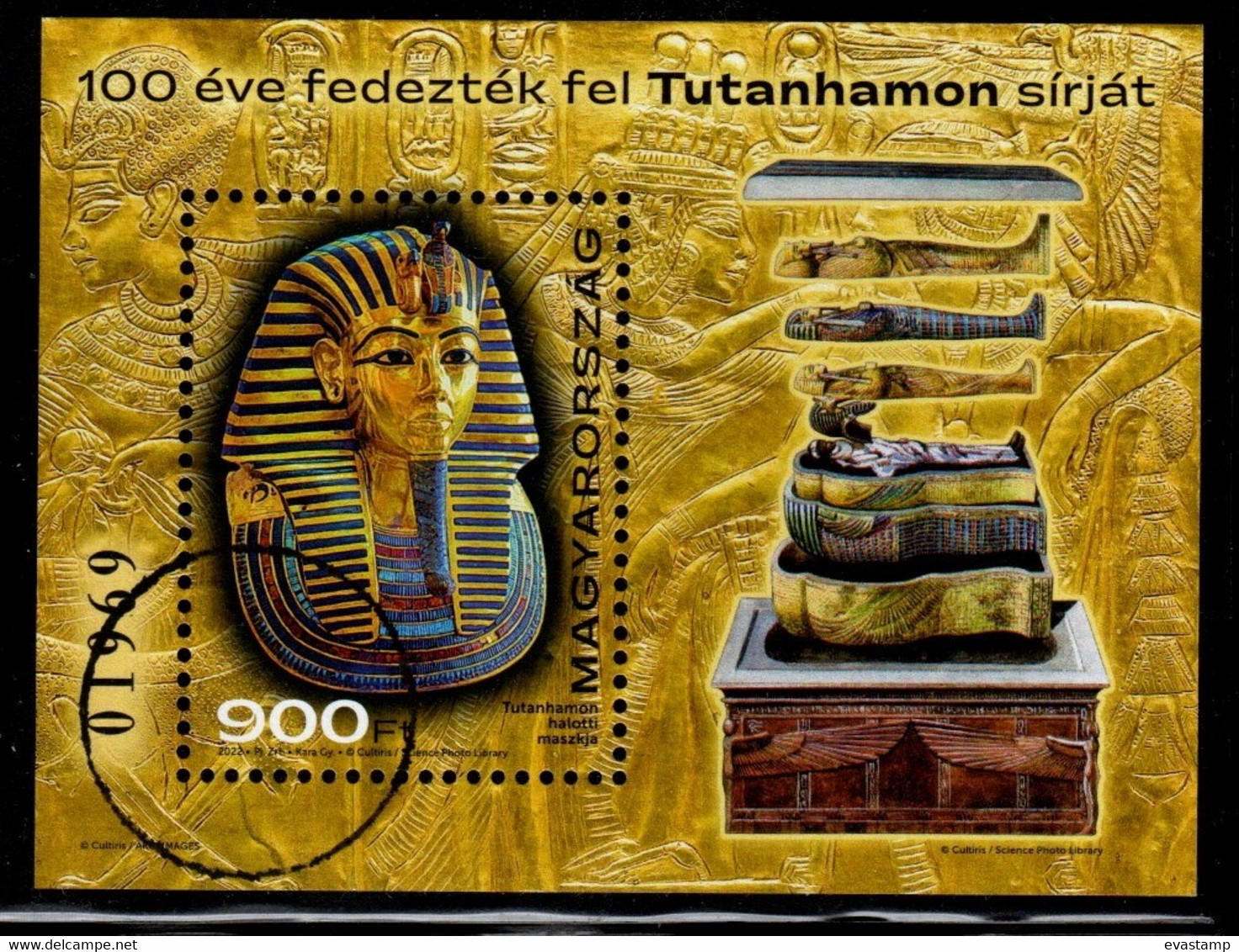 HUNGARY - 2022. SPECIMEN S/S - 100th Anniversary Of The Discovering Of Tomb Of Tutankhamun / Funerary Mask  MNH!!! - Ensayos & Reimpresiones