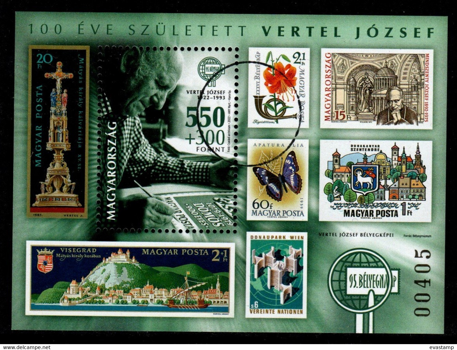 HUNGARY - 2022. SPECIMEN S/S -  95th Stamp Day / Birth Centenary Of The Stamp Designer József Vertel MNH!!! - Essais, épreuves & Réimpressions