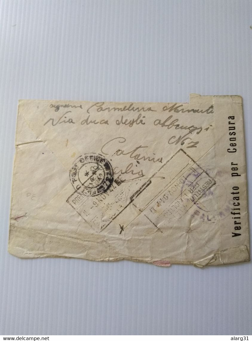 Italia.ognina Catania.sicilia.lettera Posta Militare.censura.7/nov/1944..e7 Reg Post Conmems For Post - Anglo-american Occ.: Sicily