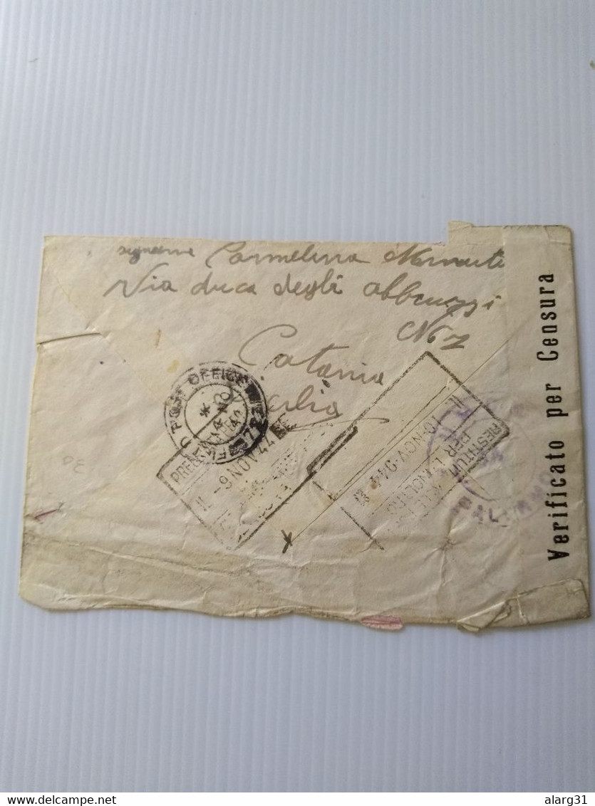 Italia.ognina Catania.sicilia.lettera Posta Militare.censura.7/nov/1944..e7 Reg Post Conmems For Post - Occ. Anglo-américaine: Sicile