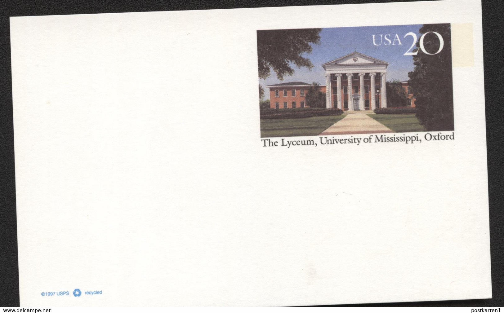 USA UX290 Postal Card Lyceum University Of Mississippi Mint 1998 - 1981-00