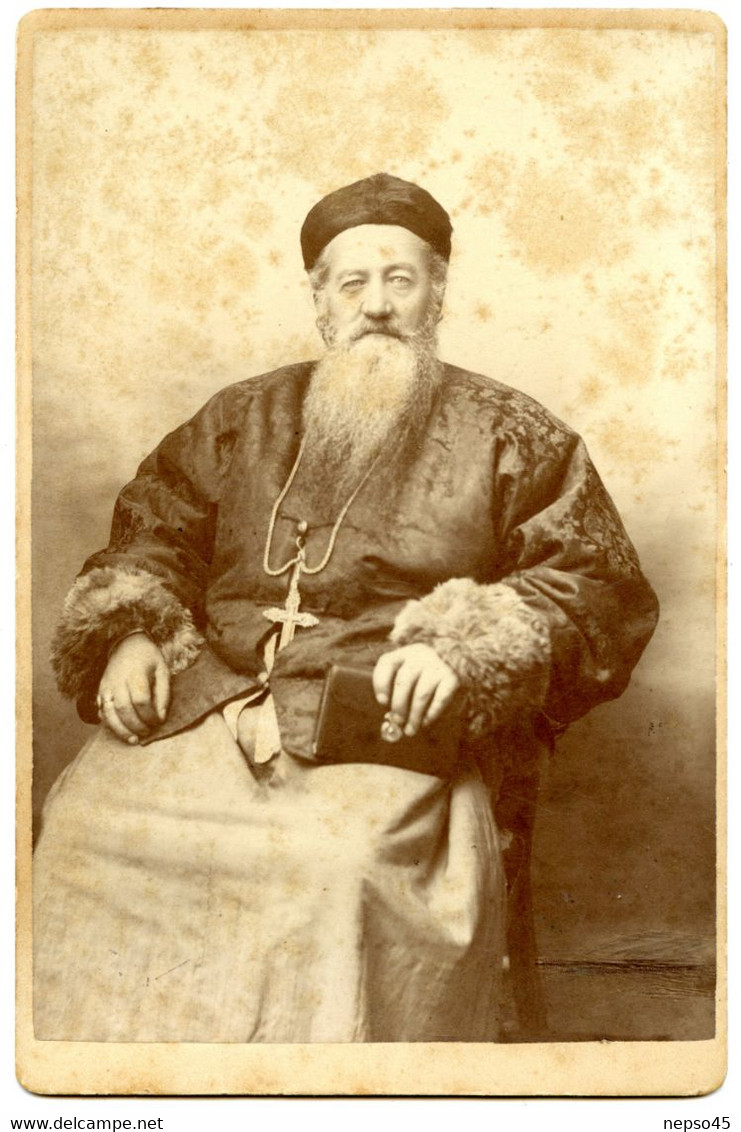Photographie.format Cabinet.l'Abbé Denis.Missionnaire Au Thibet ( Tibet ) - Antiche (ante 1900)