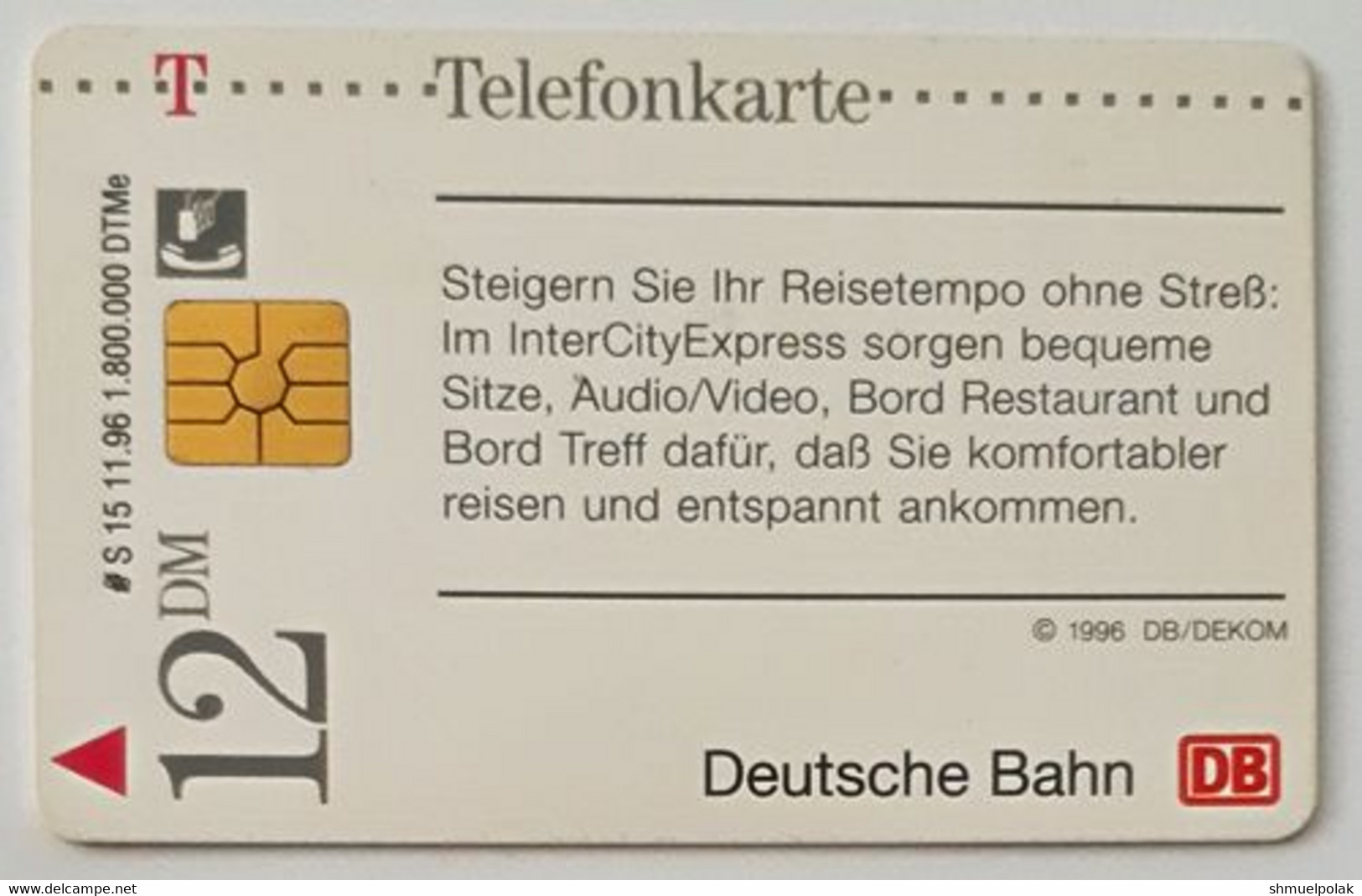 GERMANY Phone Card Telefonkarte Deutsche Telkom1996 12DM 1800000 Have Been Issued - Andere & Zonder Classificatie