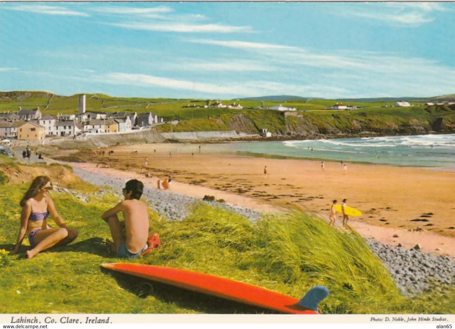 Lahinch Co. Clare Ireland, Beach Scene Surfing Area, C1970s Vintage Postcard - Clare