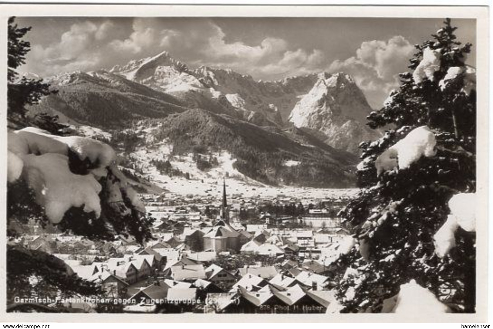 54031 - Deutsches Reich - 1936 - 6Pfg Hindenburg EF A AnsKte GARMISCH-... - OLYMPISCHE WINTERSPIELE ... -> Muenchen - Inverno1936: Garmisch-Partenkirchen