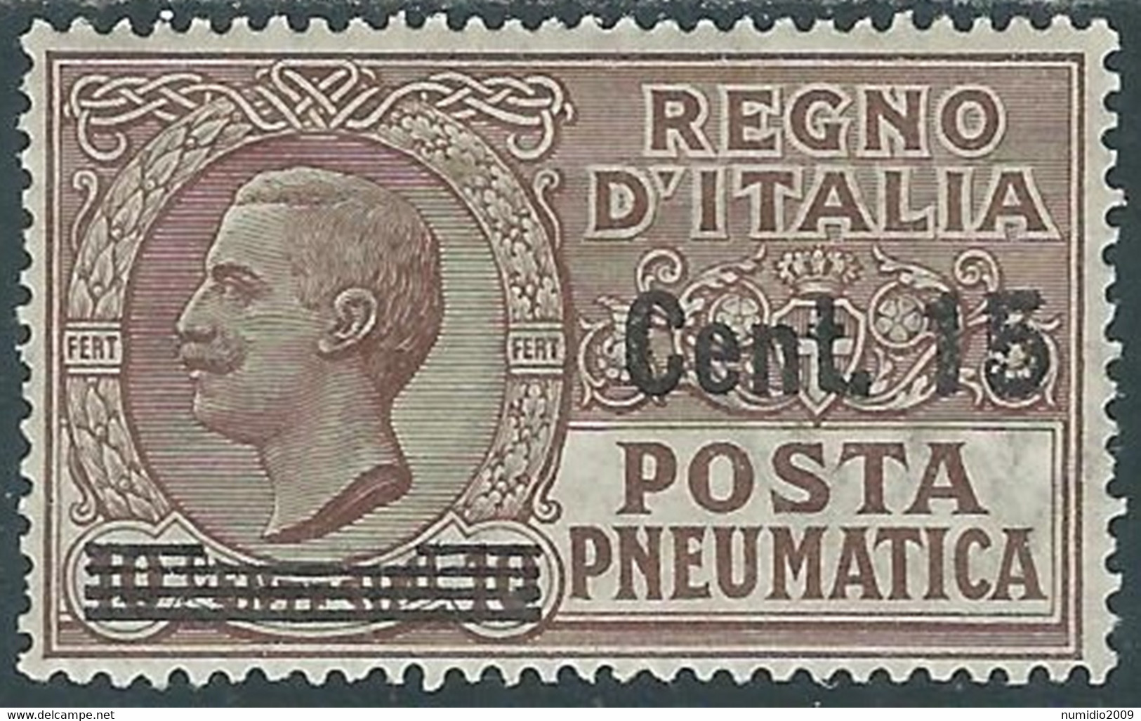 1924-25 REGNO POSTA PNEUMATICA SOPRASTAMPATO 15 SU 10 CENT MH * - RF39 - Rohrpost