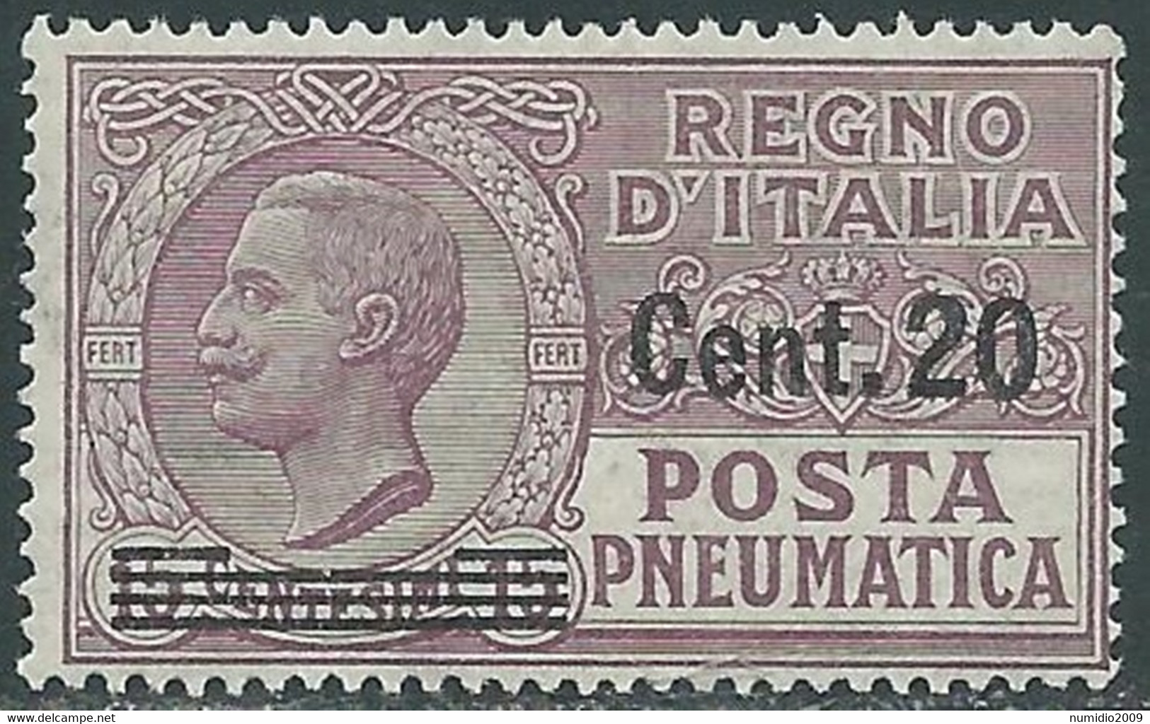 1924-25 REGNO POSTA PNEUMATICA SOPRASTAMPATO 20 SU 15 CENT MNH ** - RF39-2 - Poste Pneumatique