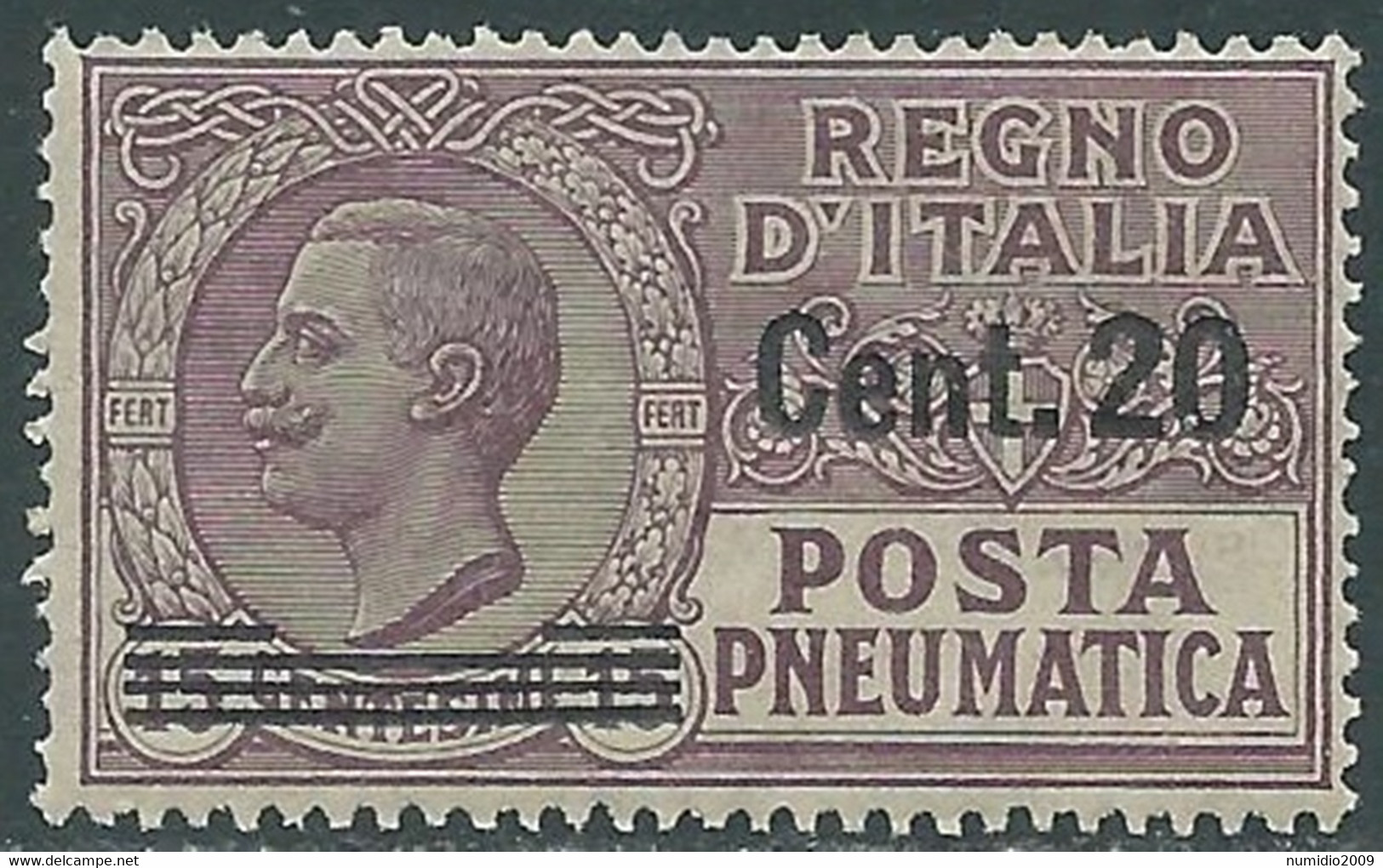 1924-25 REGNO POSTA PNEUMATICA SOPRASTAMPATO 20 SU 15 CENT MNH ** - RF39-4 - Poste Pneumatique
