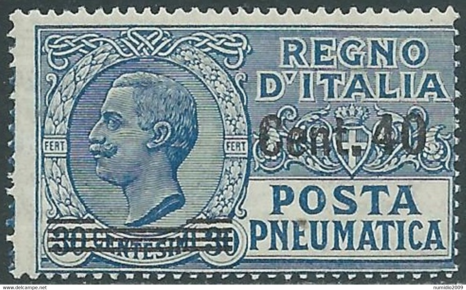 1924-25 REGNO POSTA PNEUMATICA SOPRASTAMPATO 40 SU 30 CENT MNH ** - RF39-5 - Pneumatic Mail