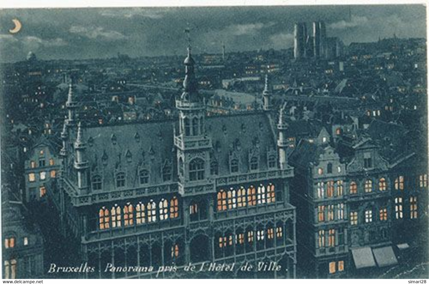 BRUXELLES - PANORAMA PRIS DE L'HOTEL DE VILLE (CARTE LUMINEUSE) - Bruselas La Noche