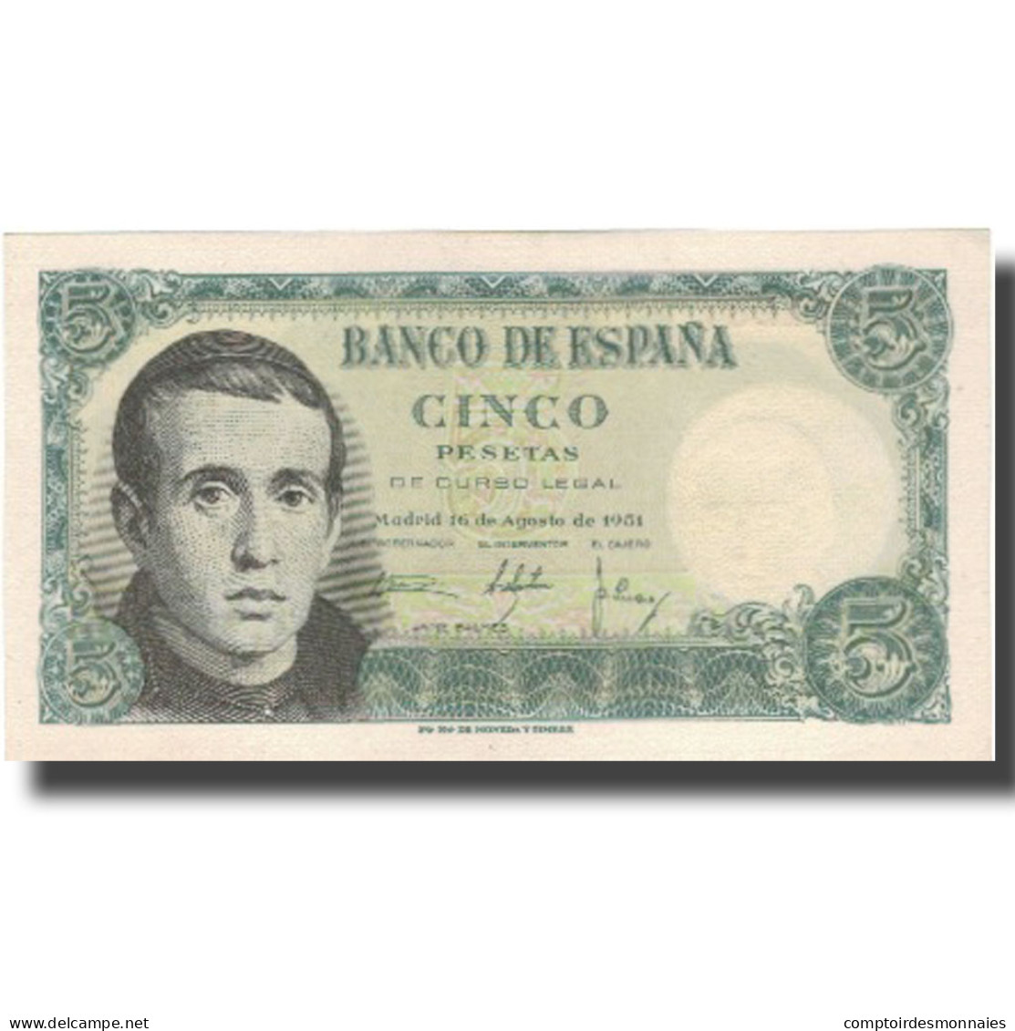 Billet, Espagne, 5 Pesetas, 1951, 1951-08-16, KM:140a, SPL - 5 Pesetas