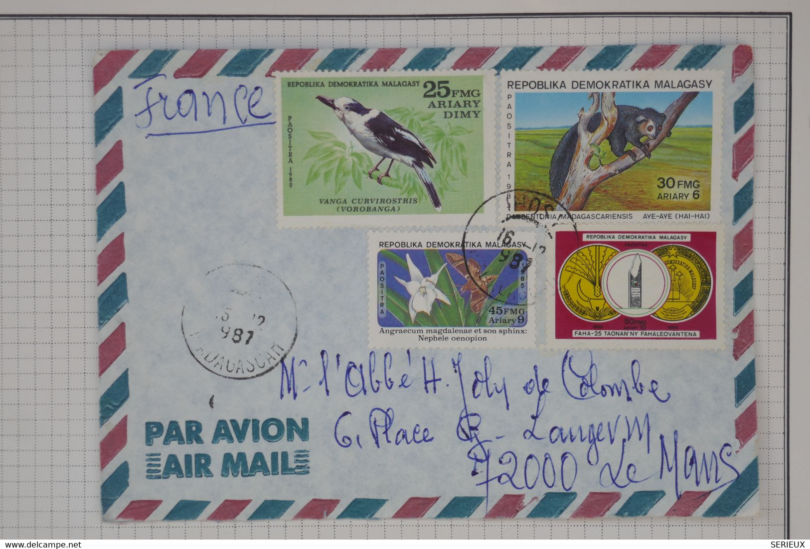 BB11 MADAGASCAR BELLE LETTRE 1987 POUR LE MANS ++AFFRANCH. PLAISANT - Other & Unclassified