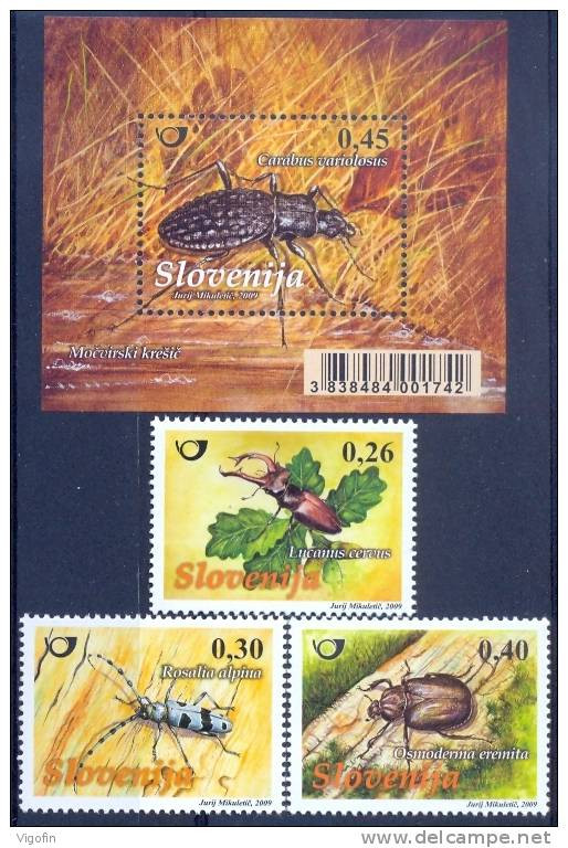 SI 2009-735-8 FAUNA, SLOVENIA, 3v + S/S, MNH - Slovenia