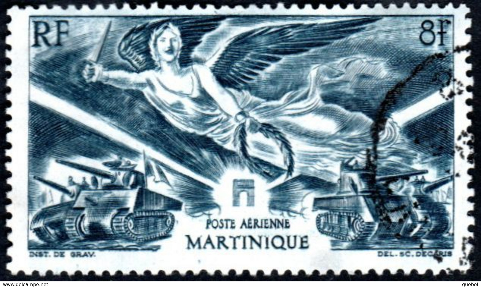 Anniversaire De La Victoire. Détail De La Série. Martinique N° PA 6 Obl. - 1946 Anniversaire De La Victoire