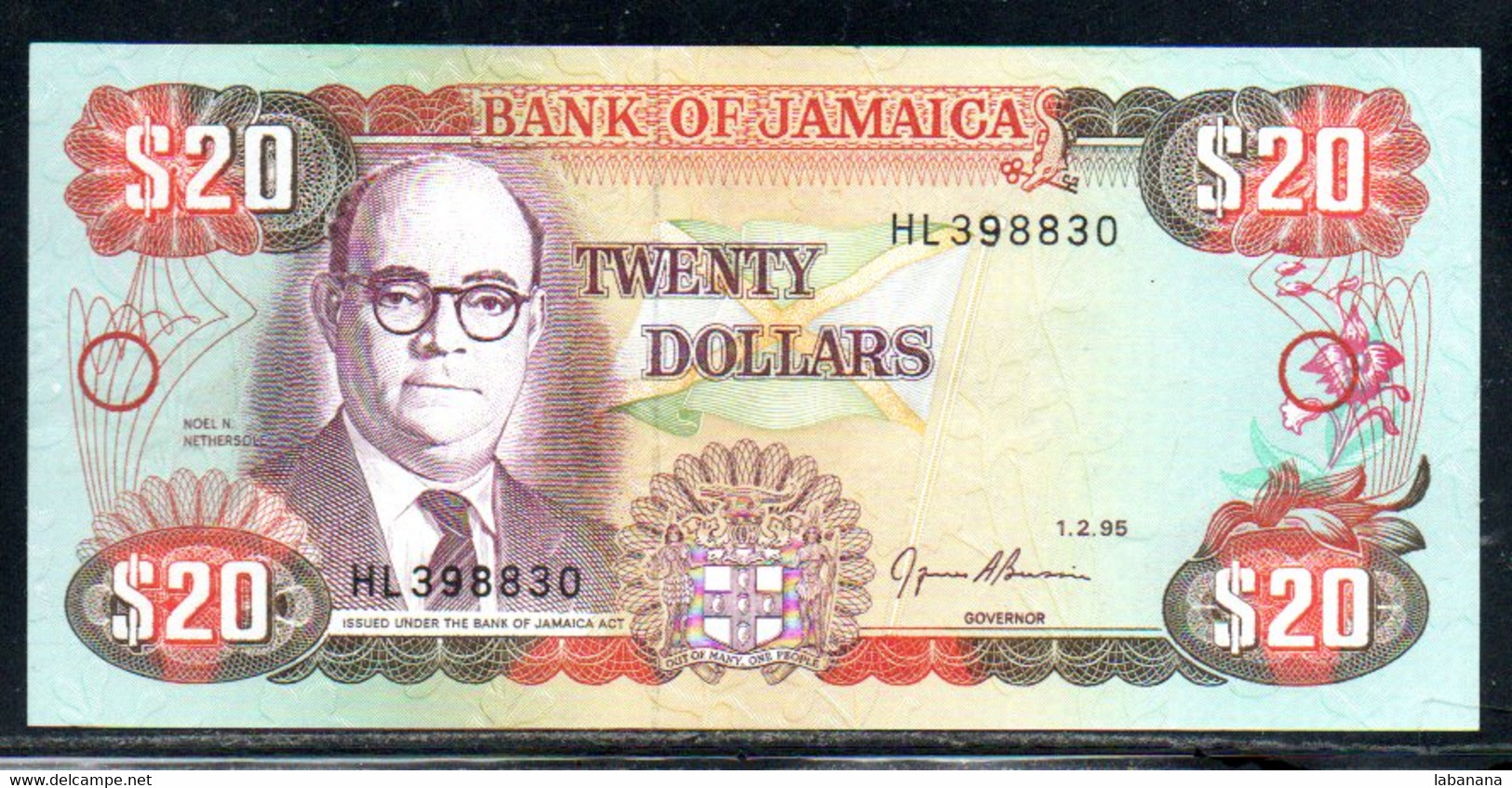 659-Jamaique 20$ 1995 HL398 Neuf/unc - Jamaique