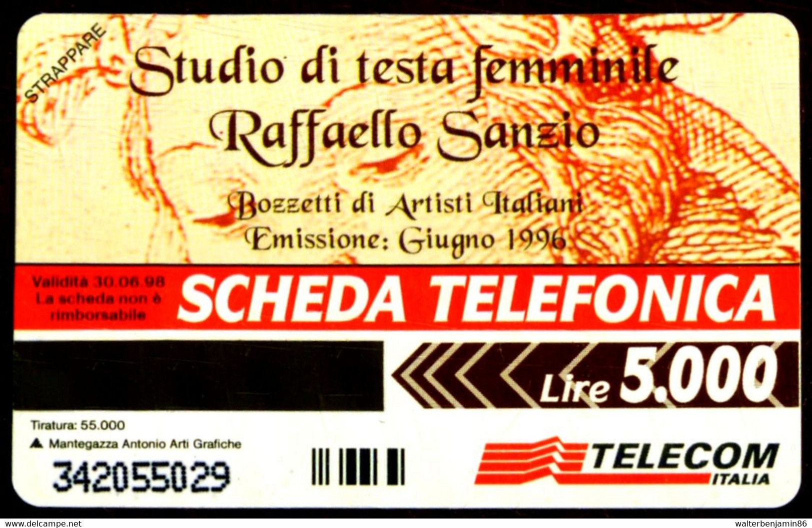 G 533 C&C 2579 SCHEDA TELEFONICA NUOVA BOZZETTI RAFFAELLO VARIANTE COLORE TRECCIA - Erreurs & Variétés