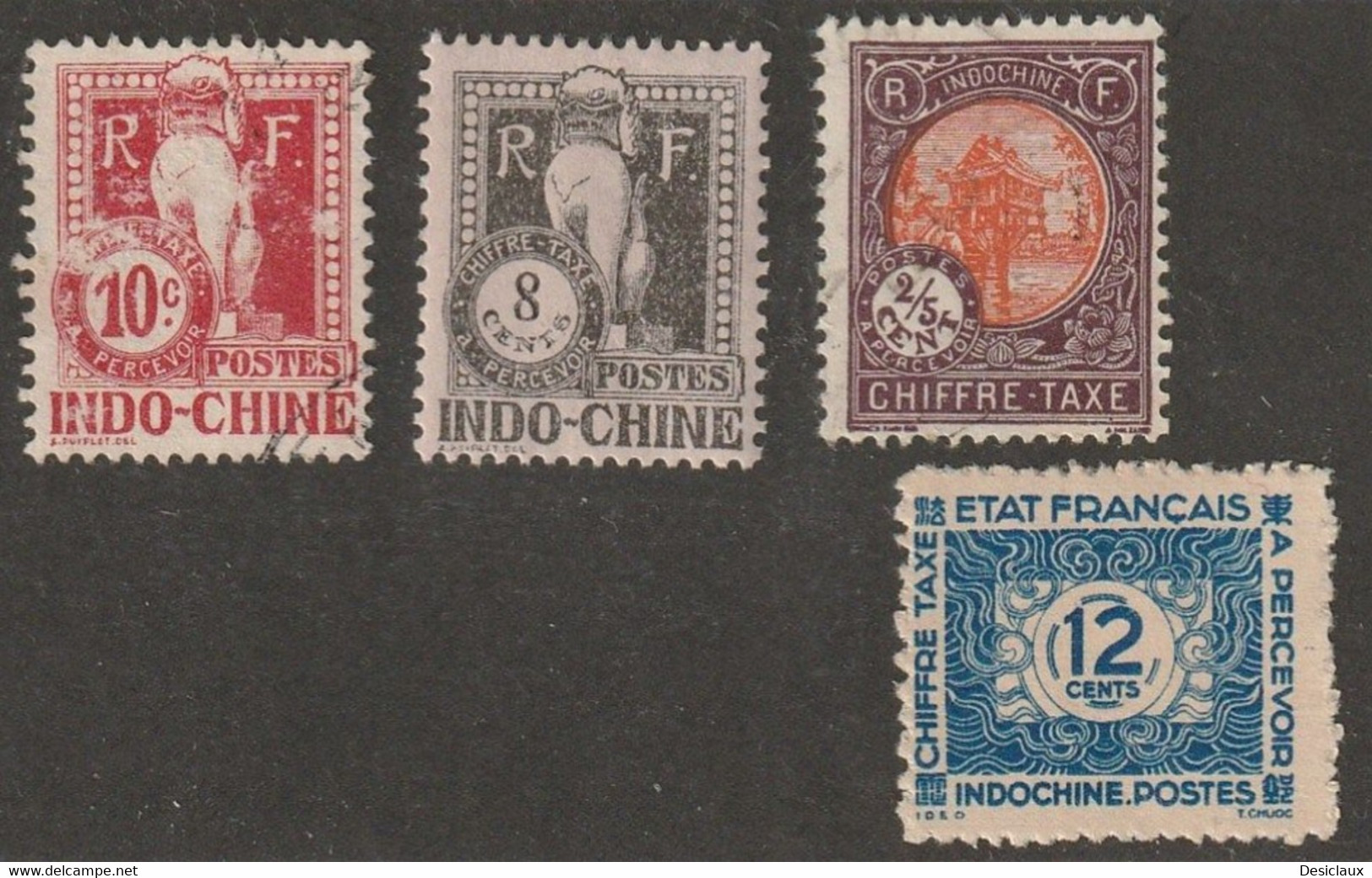 INDOCHINE. Timbres Taxe Yvert Et Tellier N°8 Oblitéré, N° 38 *, N° 44 Oblitéré, 81 Nsg. TB - Timbres-taxe