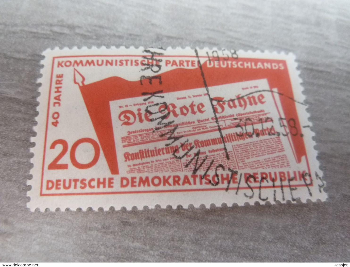Ddr - Kommunistische Partel Deutschlands - Val 20 - Rouge - Oblitéré - Année 1958 - - Gebraucht