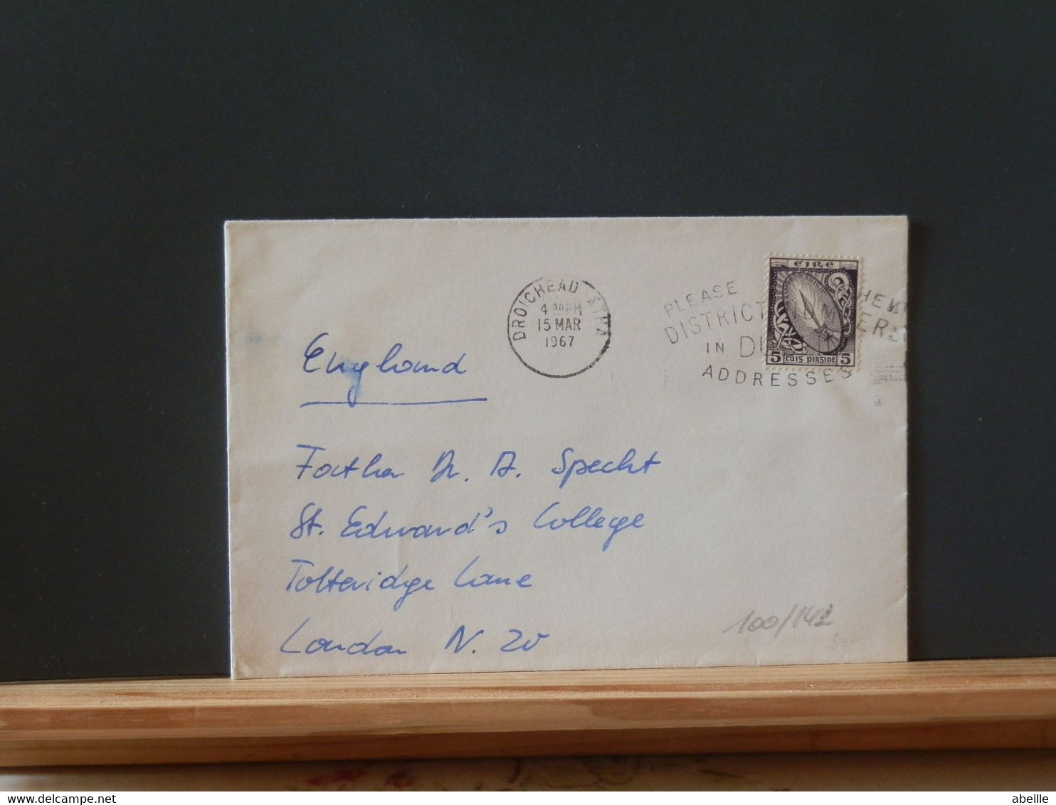 100/142 Lettre  EIRE 1967 TO LONDON - Lettres & Documents