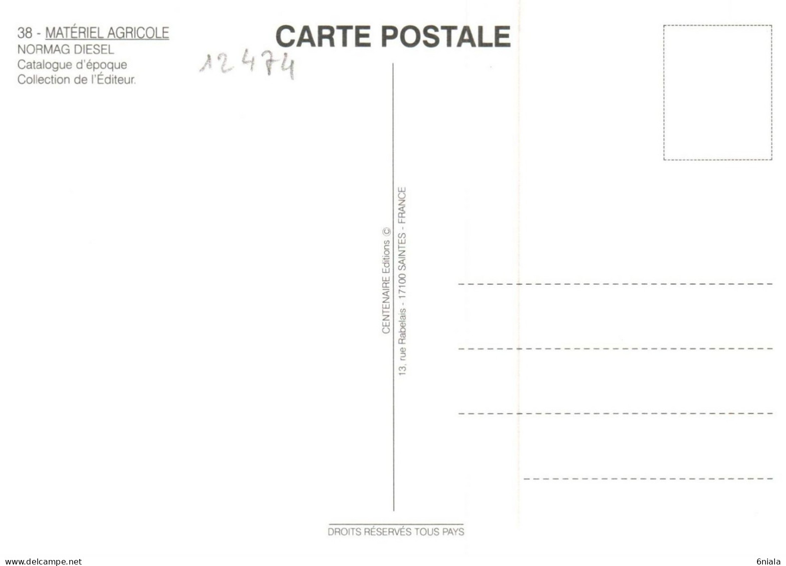 12474 NORMAG DIESEL    TRACTEUR  Matériel Agricole N° 38  éditions Centenaire . PUB - Tractors