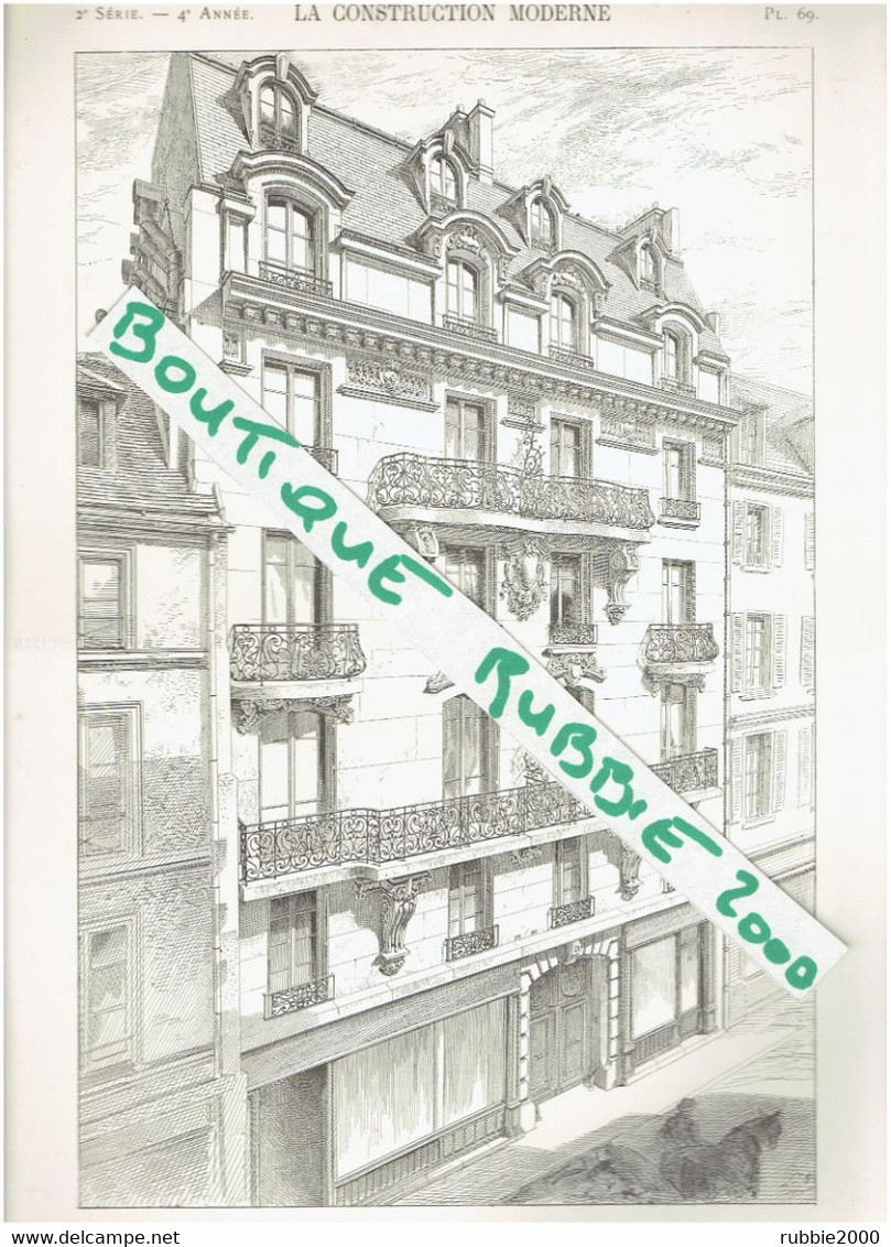 DESSIN 1898 PARIS 4° IMMEUBLE 24 RUE DU ROI DE SICILE ARCHITECTE DEBRIE - Parigi